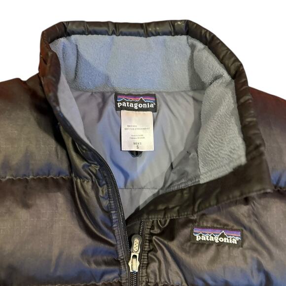 90s Vintage PATAGONIA Black Full Zip Quilted Down Puffer Vest Jacket Men's SMALL - Picture 3 of 7